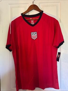 NWT - ICON Red USA Short-Sleeve Soccer Jersey with Black Trim